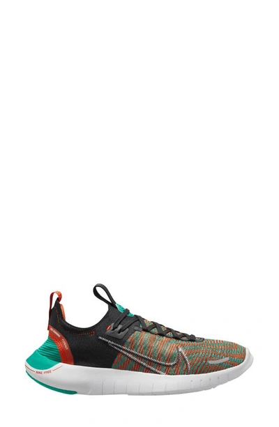 Nike Free Run Flyknit Next Nature Running Shoe In Black/ White/ Jade/ Red