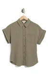 Como Vintage Airflow Button-up Shirt In Smokey Olive 180516
