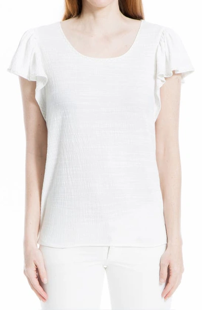 Max Studio Flutter Sleeve Jersey Crinkle Top In White