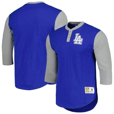 Mitchell & Ness Royal Los Angeles Dodgers Cooperstown Collection Legendary Slub Henley 3/4-sleeve T-