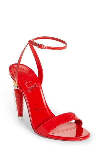 Christian Louboutin Lipgloss Queen Ankle Strap Sandal In Red