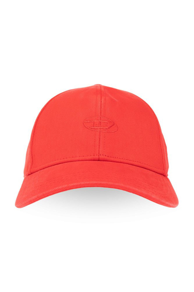 Diesel Baseball Cap In Washed Cotton Twill In Red