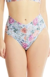 Hanky Panky Printed Retro Lace Thong Tea For Two In Multicolor