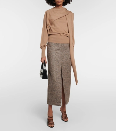 Ferragamo Scarf-detail Cashmere Sweater In Brown