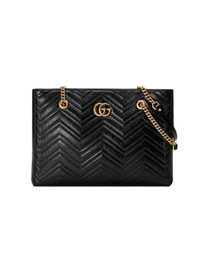 Gucci Gg 2.0 Matelasse Medium Leather East/west Tote Bag In Black