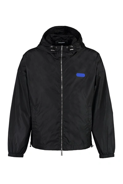 Dsquared2 Technical Fabric Hooded Jacket In Black