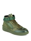 Valentino Garavani Leather Mid Top Sneakers In Army Green