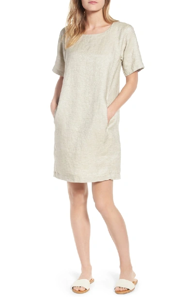 Eileen Fisher Twinkle Organic Linen Shift Dress, Petite In Natural