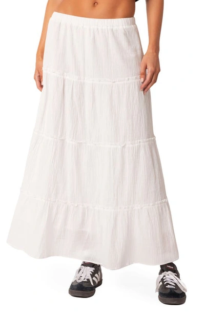 Edikted Charlotte Tiered Maxi Skirt In White