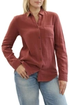 Beachlunchlounge Alessia Long Sleeve Cotton Shirt In Soft Rust