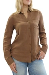 Beachlunchlounge Alessia Long Sleeve Cotton Shirt In Chocolate Cupcake