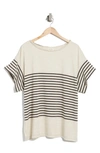 Max Studio Stripe Short Sleeve Top In Army/ivory