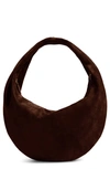 Khaite Medium Olivia Suede Hobo Bag In Coffee