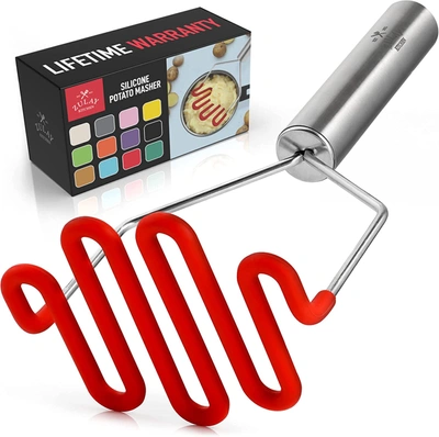 Zulay Kitchen Non-scratch Potato Masher Kitchen Tool In Red