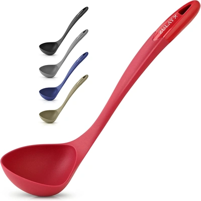 Zulay Kitchen Comfort Grip Soup Spoon, Cooking And Serving Ladle In Red