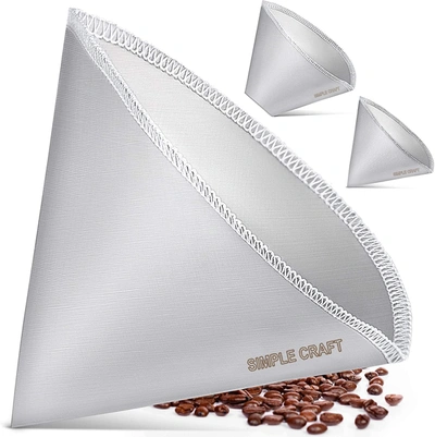 Zulay Kitchen Reusable Paperless Permanent Stainless Steel Coffee Filter In White