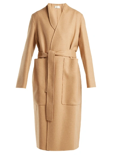 The Row Paret Open-front Wool-cashmere Coat W/ Patch Pockets In Camel Brown
