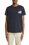 Moncler Double Logo Patch T-shirt In Dark Blue