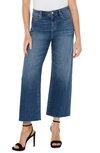 Liverpool Los Angeles Stride Raw Hem High Waist Crop Wide Leg Jeans In Jordan