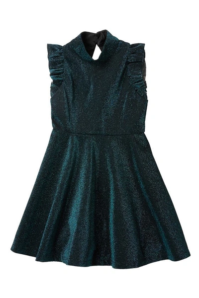 Ava & Yelly Kids' Glitter Skater Dress In Peacock
