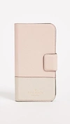 Kate Spade Leather Wrap Folio Iphone X / Xs Case In Warm Vellum/tusk