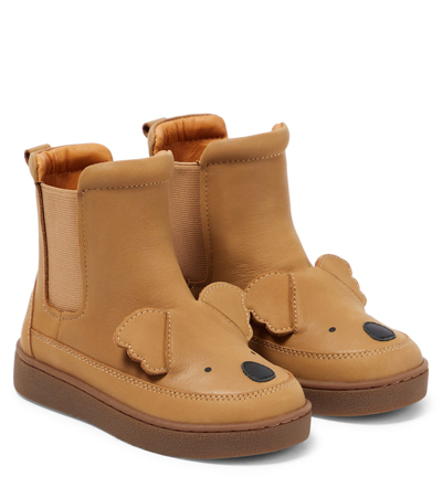 Donsje Kids' Koala Leather Boots In Brown