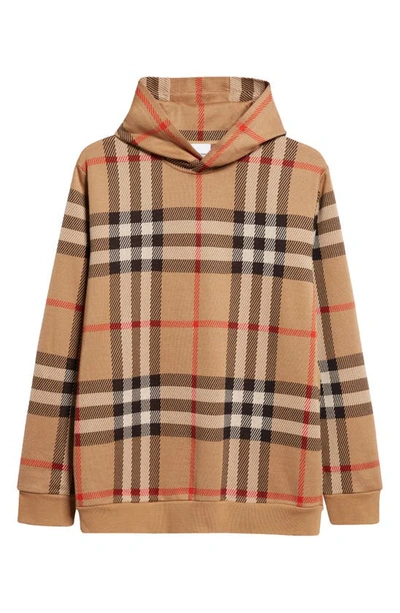 Burberry Check Cotton Jacquard Hoodie In Brown