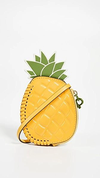 Tory Burch Pineapple Coin Pouch Key Fob In Cassia/leaf Green