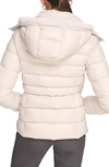 Calvin Klein Faux Fur Trim Chevron Quilt Down Puffer Jacket In Dove Grey