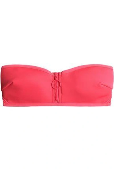 Stella Mccartney Woman Mesh-paneled Zip-detailed Bandeau Bikini Top Bright Pink