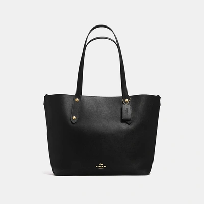 Coach Large Market Tote - Women's In Black/true Red/light Gold