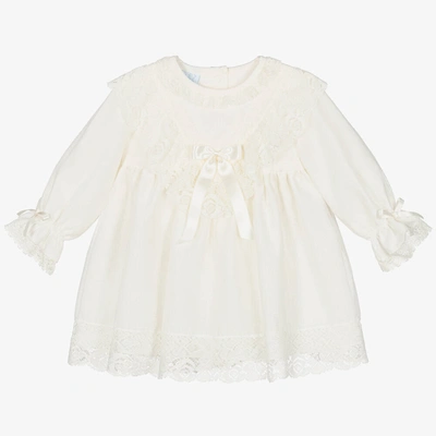 Artesania Granlei Baby Girls Ivory Cotton Lace Dress