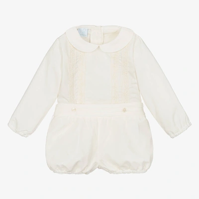 Artesania Granlei Baby Boys Ivory Tulle Buster Suit