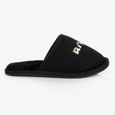 Hugo Boss Kids' Boss Boys Black Padded Mesh Slippers