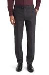 Emporio Armani Flat Front Wool Trousers In Grey