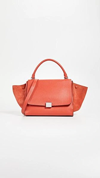 Pre-owned Celine Leather Trapeze Bag In Red
