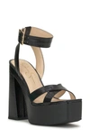 Jessica Simpson Beasley Ankle Strap Platform Sandal In Black Faux Leather