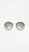Le Specs Zephyr Deux Sunglasses In Black/smoke Grad Gold Flash