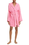 Versace Seashell Baroque Hooded Short Bath Robe In Flamingo