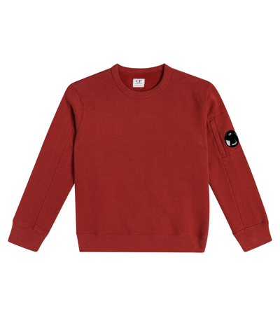 C.p. Company Kids' Lens-detail Cotton Sweatshirt In Red