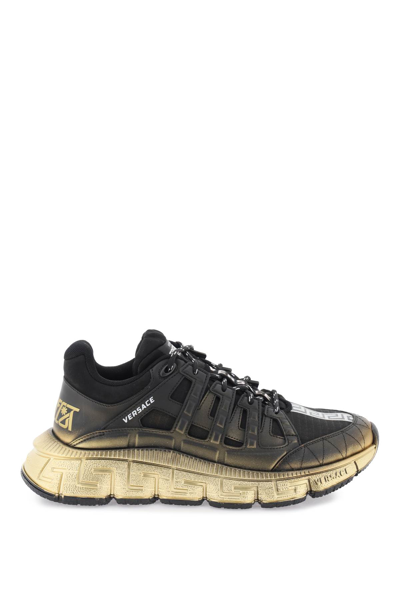 Versace Trigreca Sneakers In Black/gold