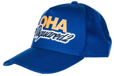 Dsquared2 Adjustable Men's Cotton Hat Baseball Cap Aloha Baseball In Blue