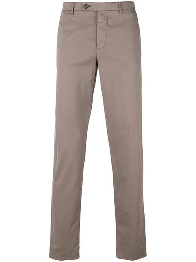 Berwich Slim-fit Chino Trousers In Brown