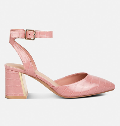 London Rag Hyatt Metallic Accent Block Heel Sandals In Pink