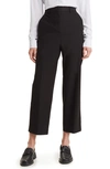 Theory High Waist Straight Leg Cotton Trousers In Black