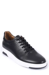 Vellapais Miramar Perforated Leather Sneaker In Charcoal Black