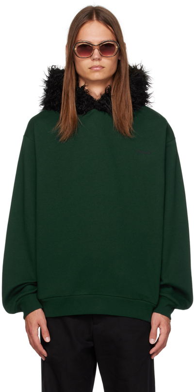 Marni Faux-fur Cotton Sweatshirt In Green