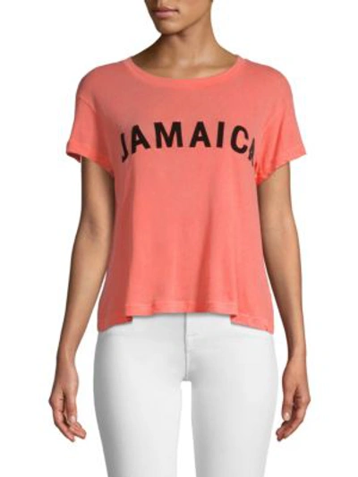 Wildfox Jamaica Short-sleeve Graphic Tee In Pigment Hot Lipstick