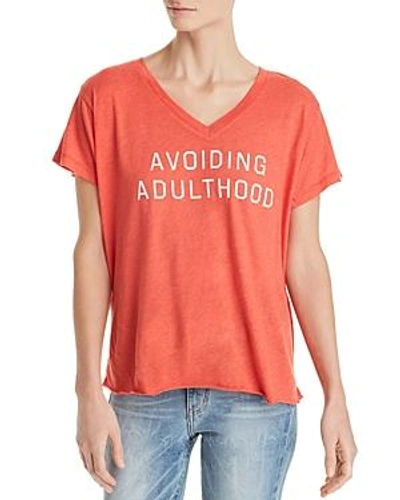 Wildfox Avoiding Adulthood Cotton-blend T-shirt In Red