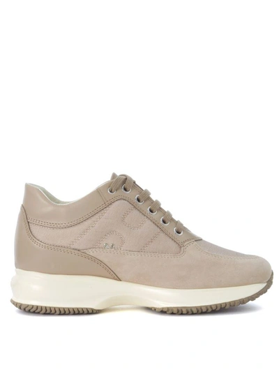 Hogan Interactive Ginger Leather Sneaker In Marrone